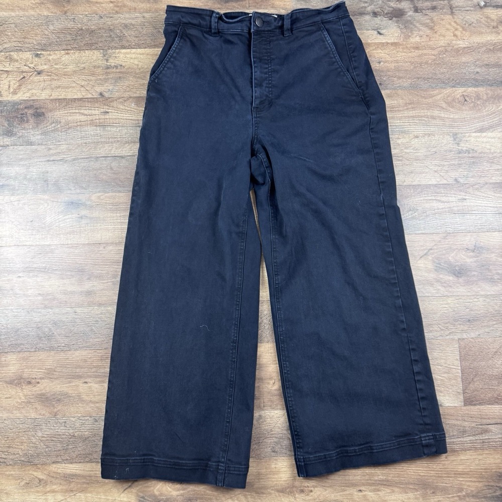 Everlane 10 Wide-Leg‎ Pants High Rise Stretch Black Denim Jeans Comfortable - Picture 2 of 9